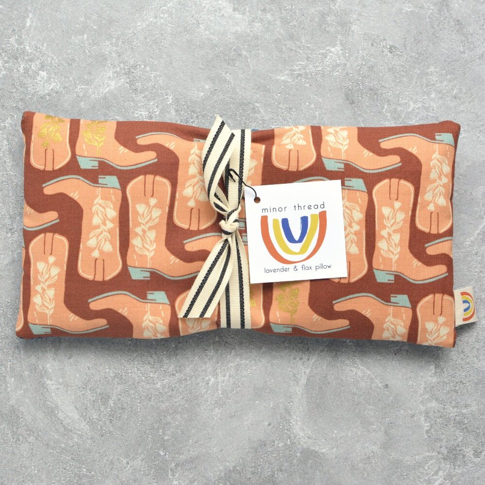 Golden Floral Cowboy Boots Weighted Eye Pillow Hot/Cold Pack